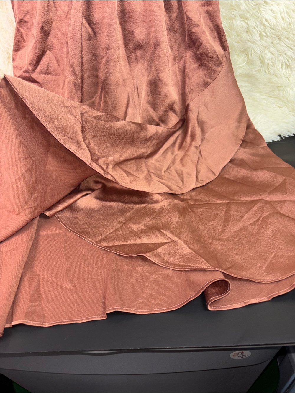 NWT LASCANA by VENUS Rust Satin Slip Dress with Spaghetti Straps size 2 - Picture 6 of 15
